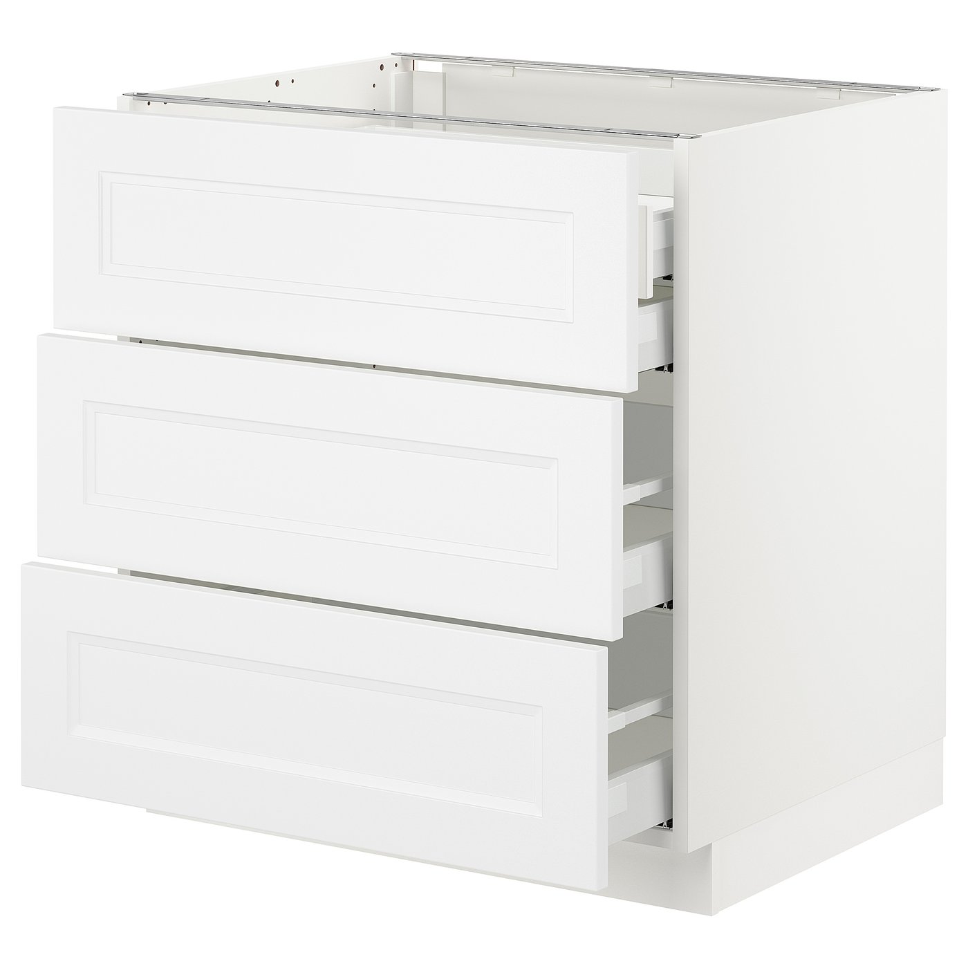 SEKTION base cabinet w/3 fronts & 4 drawers, white Maximera/Axstad