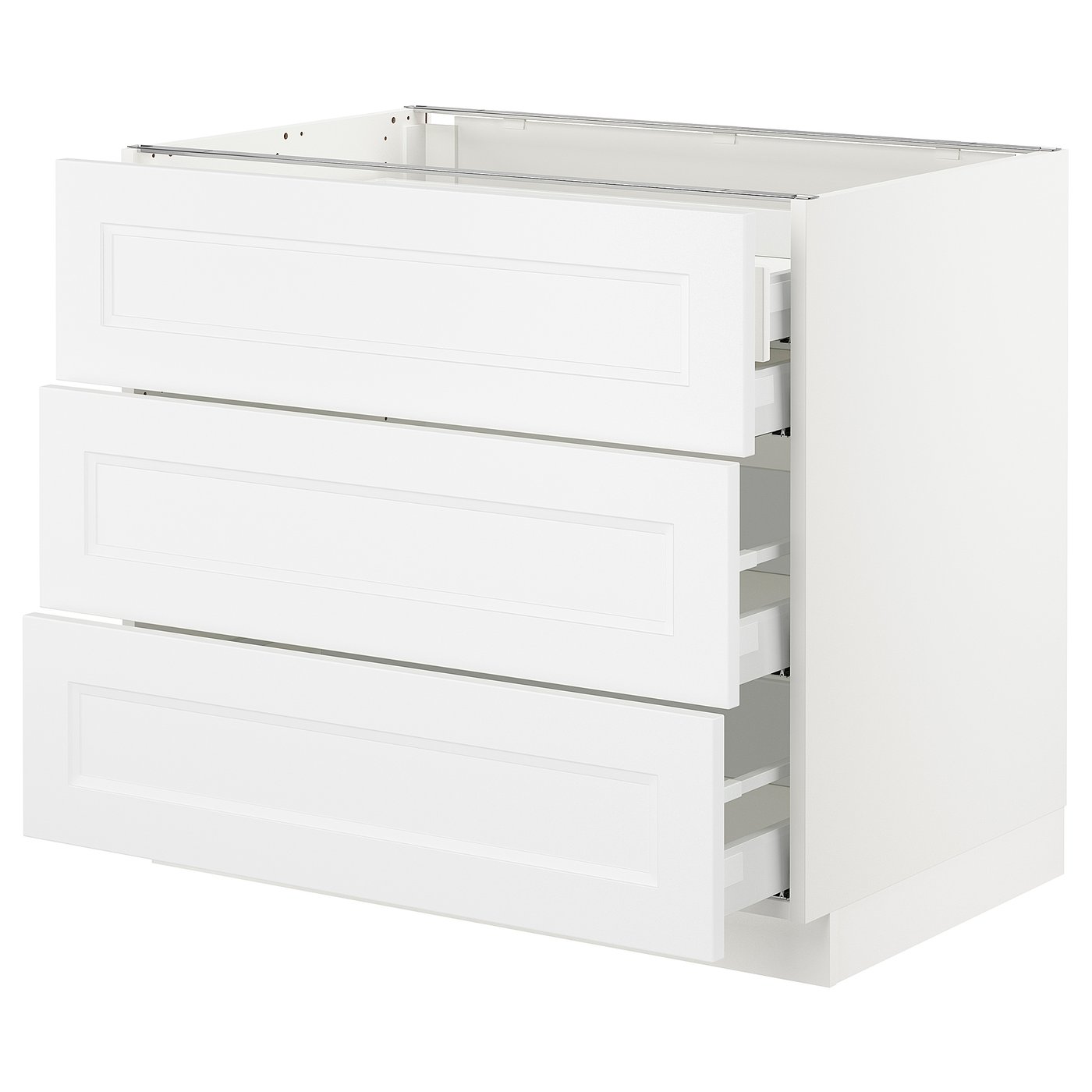 SEKTION base cabinet w/3 fronts & 4 drawers, white Maximera/Axstad