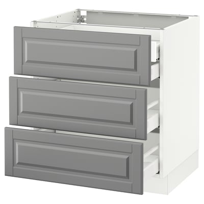 SEKTION Base cabinet w/3 fronts & 4 drawers, white Maximera/Bodbyn gray, 30x24x30 "