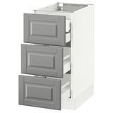 SEKTION Base cabinet w/3 fronts & 4 drawers, white Maximera/Bodbyn gray, 15x24x30 "