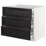 SEKTION Base cabinet w/3 fronts & 4 drawers, white Maximera/Lerhyttan black stained, 36x24x30 "