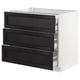 SEKTION Base cabinet w/3 fronts & 4 drawers, white Maximera/Lerhyttan black stained, 36x24x30 "