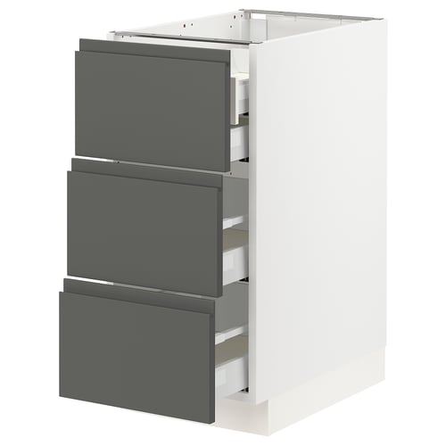 SEKTION kitchen unit in grey with modern, integrated handles and multiple drawers.