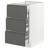 SEKTION Base cabinet w/3 fronts & 4 drawers, white Maximera/Voxtorp dark gray, 18x24x30 "