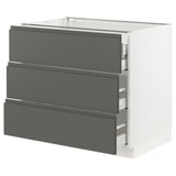 SEKTION Base cabinet w/3 fronts & 4 drawers, white Maximera/Voxtorp dark gray, 36x24x30 "