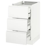SEKTION Base cabinet w/3 fronts & 4 drawers, white Maximera/Voxtorp matte white, 18x24x30 "