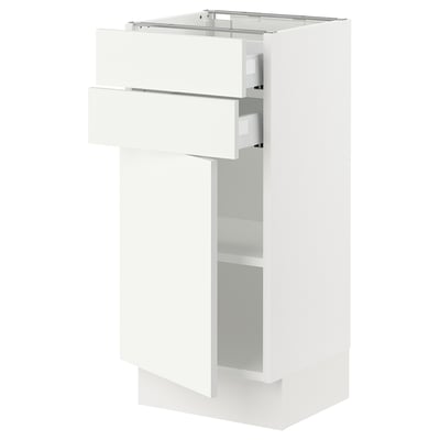 SEKTION Base cabinet w door/2 drawers, white/Vallstena white, 15x15x30 "