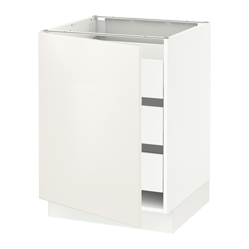 SEKTION Base w/1 door & 3 drawers Ma, Veddinge white