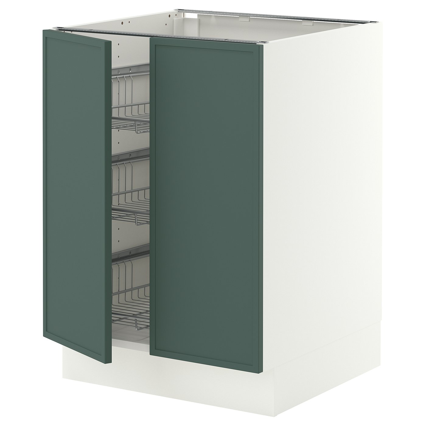 SEKTION base cabinet w wire basket/2 doors, white/Aspudden dark