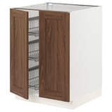 SEKTION Base cabinet w wire basket/2 doors, white Enköping/brown walnut effect, 24x24x30 "