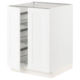SEKTION Base cabinet w wire basket/2 doors, white Enköping/white wood effect, 24x24x30 "