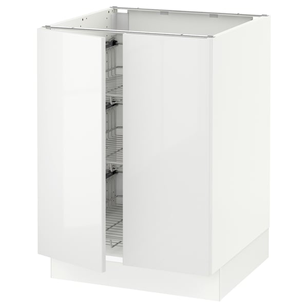 SEKTION Base cabinet w wire basket/2 doors, white/Ringhult white, 24x24x30 "