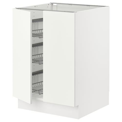 SEKTION white kitchen cabinet with wire shelves, rectangle shape, modern design.