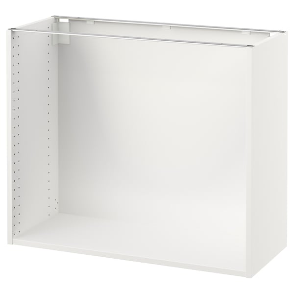 White SEKTION kitchen cabinet box with ventilation, made of fiberboard and metal frame, designed for modular systems.