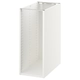A white SEKTION kitchen cabinet with a rectangular shape and multiple pre-drilled holes for adjustable shelving.