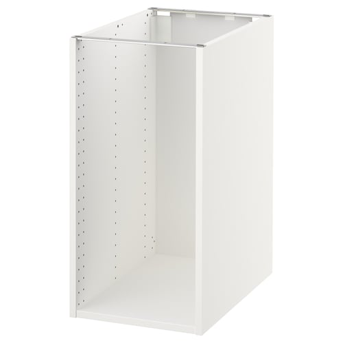 A white SEKTION kitchen cabinet, rectangular in shape, with multiple ventilation holes and a sturdy frame.