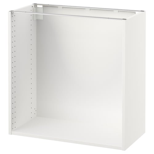 White SEKTION kitchen cabinet, rectangular, metal-lined, open-top.