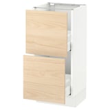 SEKTION Base cabinet with 2 drawers, white Maximera/Askersund light ash effect, 15x15x30 "