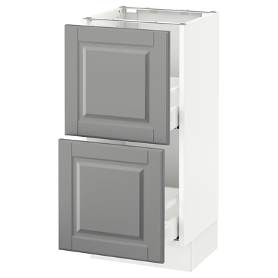SEKTION Base cabinet with 2 drawers, white Maximera/Bodbyn gray, 15x15x30 "