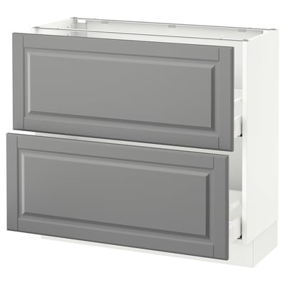 SEKTION Base cabinet with 2 drawers, white Maximera/Bodbyn gray, 36x15x30 "