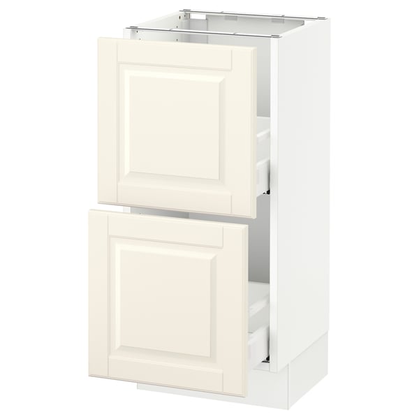 SEKTION Base cabinet with 2 drawers, white Maximera/Bodbyn off-white, 15x15x30 "