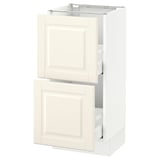 SEKTION Base cabinet with 2 drawers, white Maximera/Bodbyn off-white, 15x15x30 "