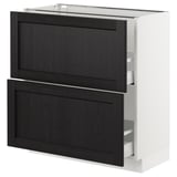 SEKTION Base cabinet with 2 drawers, white Maximera/Lerhyttan black stained, 30x15x30 "