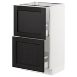 SEKTION Base cabinet with 2 drawers, white Maximera/Lerhyttan black stained, 18x15x30 "