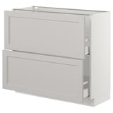 SEKTION Base cabinet with 2 drawers, white Maximera/Lerhyttan light gray, 36x15x30 "
