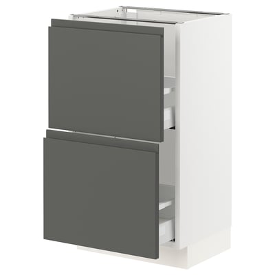 SEKTION Base cabinet with 2 drawers, white Maximera/Voxtorp dark gray, 18x15x30 "