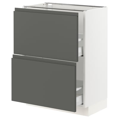 SEKTION Base cabinet with 2 drawers, white Maximera/Voxtorp dark gray, 24x15x30 "