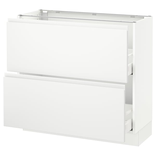 SEKTION Base cabinet with 2 drawers, white Maximera/Voxtorp matte white, 36x15x30 "