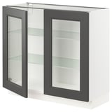 SEKTION Base cabinet with 2 glass doors, white/Axstad dark gray, 36x15x30 "