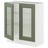 SEKTION Base cabinet with 2 glass doors, white/Axstad gray-green, 30x15x30 "