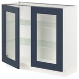 SEKTION Base cabinet with 2 glass doors, white Axstad/matte blue, 36x15x30 "