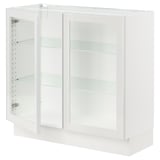 SEKTION Base cabinet with 2 glass doors, white/Hejsta white clear glass, 36x15x30 "