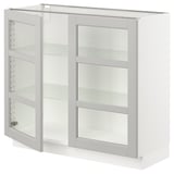 SEKTION Base cabinet with 2 glass doors, white/Lerhyttan light gray, 36x15x30 "