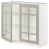 SEKTION Base cabinet with 2 glass doors, white/Stensund beige, 36x15x30 "