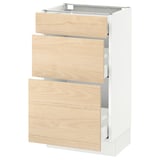 SEKTION Base cabinet with 3 drawers, white Maximera/Askersund light ash effect, 18x15x30 "
