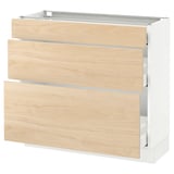 SEKTION Base cabinet with 3 drawers, white Maximera/Askersund light ash effect, 36x15x30 "