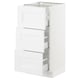 SEKTION white cabinet, modern minimalist design with three full-extension drawers, sleek handles, and metal runners.
