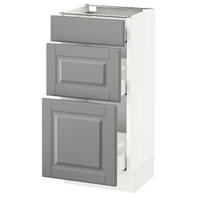 SEKTION Base cabinet with 3 drawers, white Maximera/Bodbyn gray, 15x15x30 "