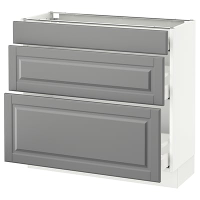 SEKTION Base cabinet with 3 drawers, white Maximera/Bodbyn gray, 36x15x30 "