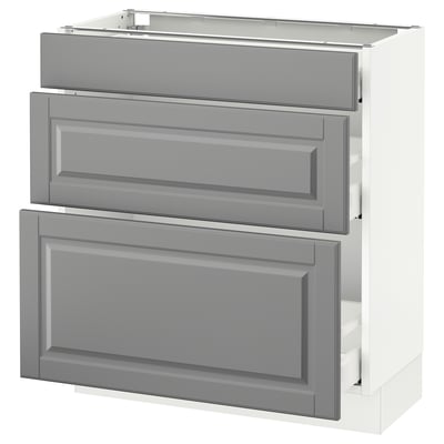 SEKTION Base cabinet with 3 drawers, white Maximera/Bodbyn gray, 30x15x30 "