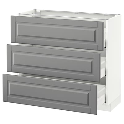 SEKTION Base cabinet with 3 drawers, white Maximera/Bodbyn gray, 36x15x30 "