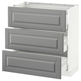 SEKTION Base cabinet with 3 drawers, white Maximera/Bodbyn gray, 30x15x30 "