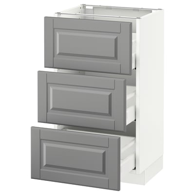 SEKTION Base cabinet with 3 drawers, white Maximera/Bodbyn gray, 18x15x30 "