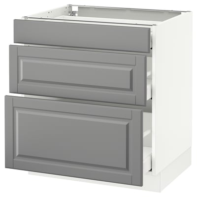 SEKTION Base cabinet with 3 drawers, white Maximera/Bodbyn gray, 30x24x30 "