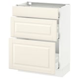 SEKTION Base cabinet with 3 drawers, white Maximera/Bodbyn off-white, 24x15x30 "