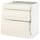 SEKTION Base cabinet with 3 drawers, white Maximera/Bodbyn off-white, 30x24x30 "